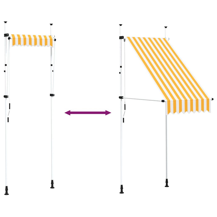 Copertină retractabilă manual, dungi portocaliu și alb, 100 cm - WALTI WALTI