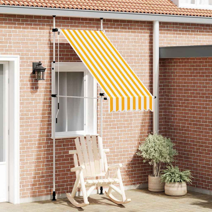 Copertină retractabilă manual, dungi portocaliu și alb, 100 cm - WALTI WALTI
