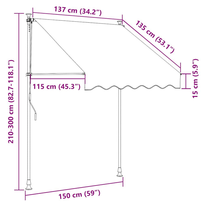 Copertină retractabilă manual, portocaliu și maro, 150 cm - WALTI WALTI