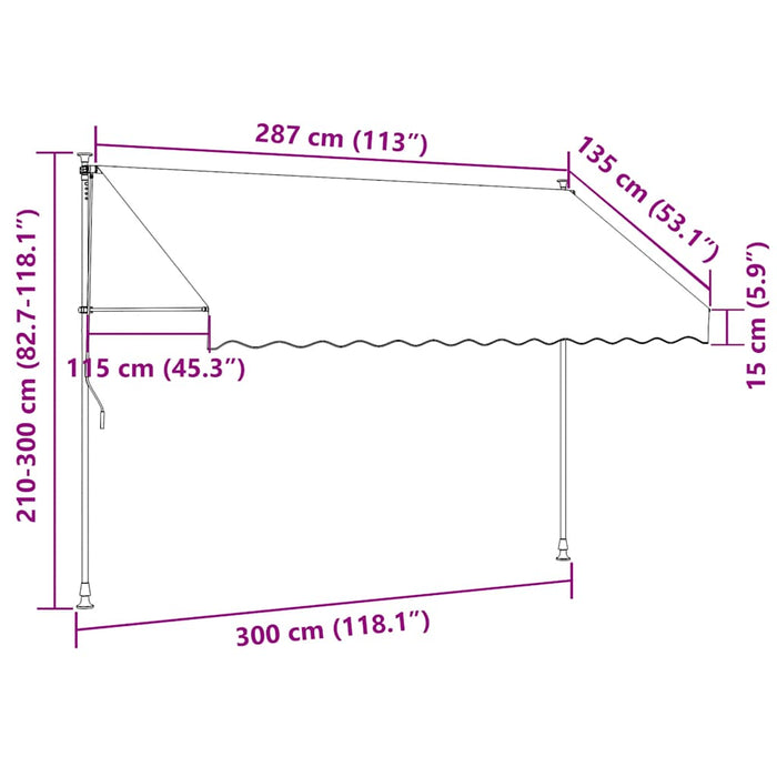 Copertină retractabilă manual, portocaliu și maro, 300 cm - WALTI WALTI