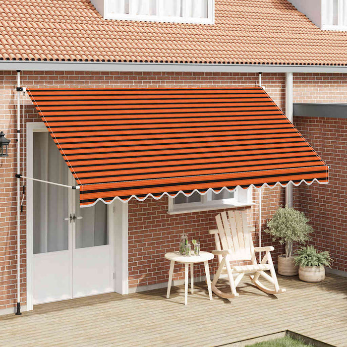 Copertină retractabilă manual, portocaliu și maro, 400 cm - WALTI WALTI