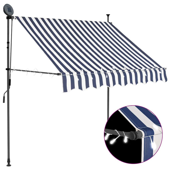 Copertină retractabilă manual cu LED, albastru & alb, 100 cm - WALTI WALTI