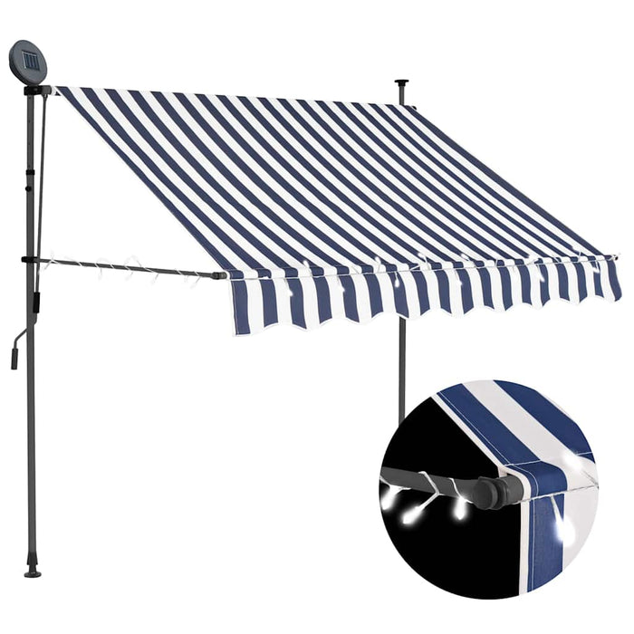 Copertină retractabilă manual cu LED, albastru & alb, 150 cm - WALTI WALTI