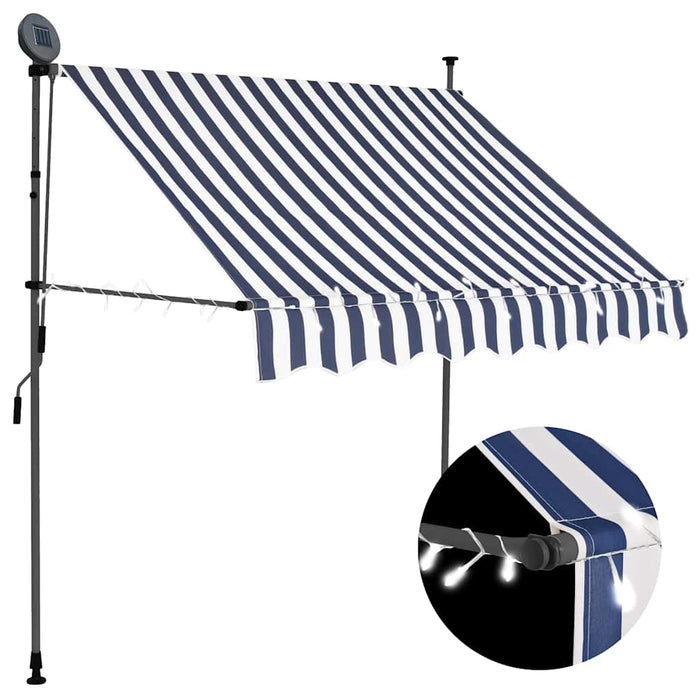 Copertină retractabilă manual cu LED, albastru & alb, 200 cm - WALTI WALTI