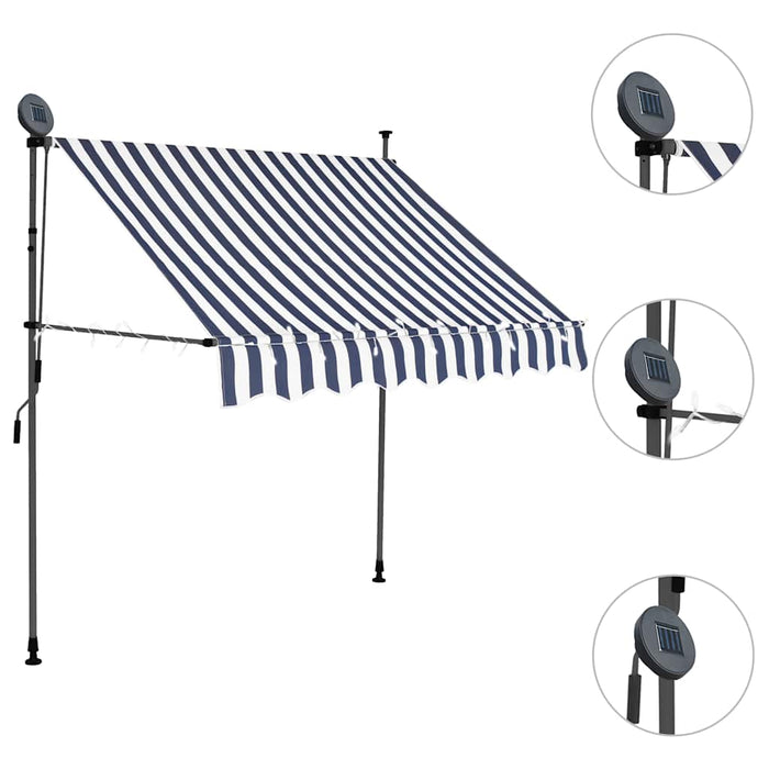 Copertină retractabilă manual cu LED, albastru & alb, 200 cm - WALTI WALTI