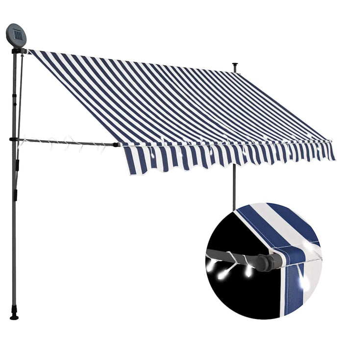 Copertină retractabilă manual cu LED, albastru & alb, 250 cm - WALTI WALTI