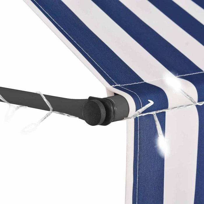 Copertină retractabilă manual cu LED, albastru & alb, 250 cm - WALTI WALTI