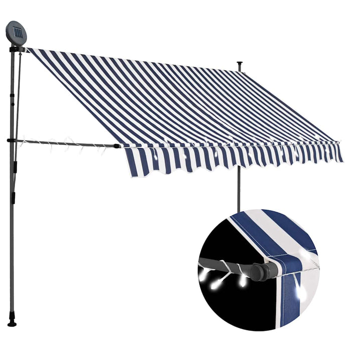 Copertină retractabilă manual cu LED, albastru & alb, 300 cm - WALTI WALTI