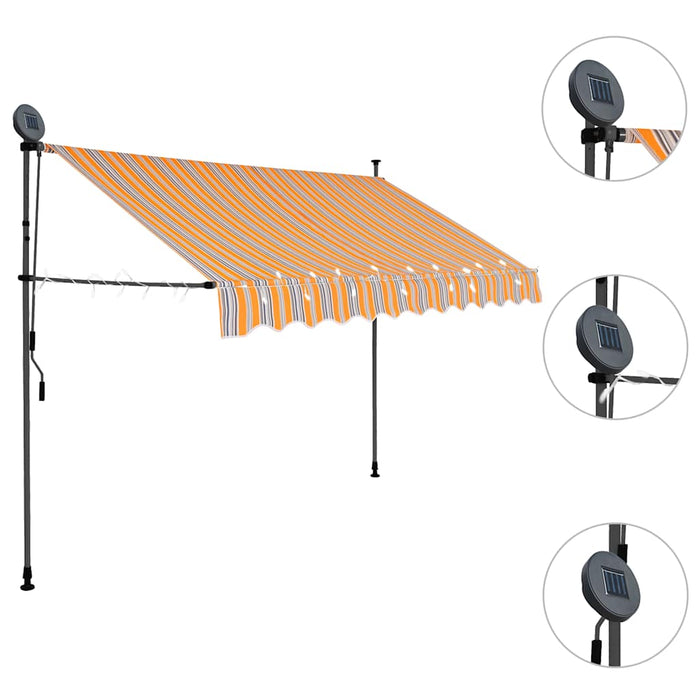 Copertină retractabilă manual cu LED, galben & albastru, 250 cm - WALTI WALTI