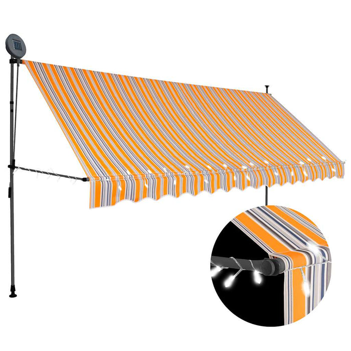 Copertină retractabilă manual cu LED, galben & albastru, 350 cm - WALTI WALTI
