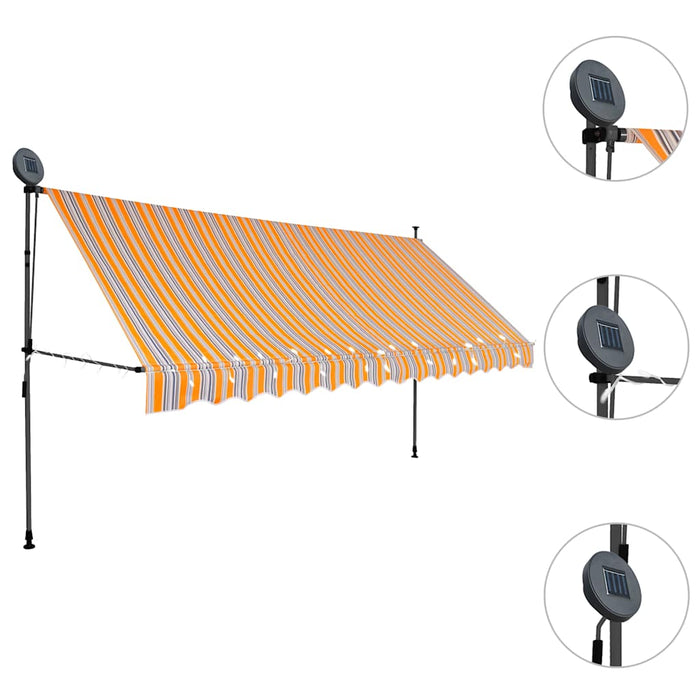 Copertină retractabilă manual cu LED, galben & albastru, 400 cm - WALTI WALTI