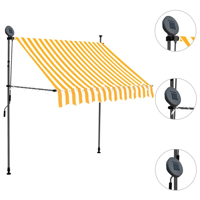 Copertină retractabilă manual cu LED, alb & portocaliu, 100 cm - WALTI WALTI