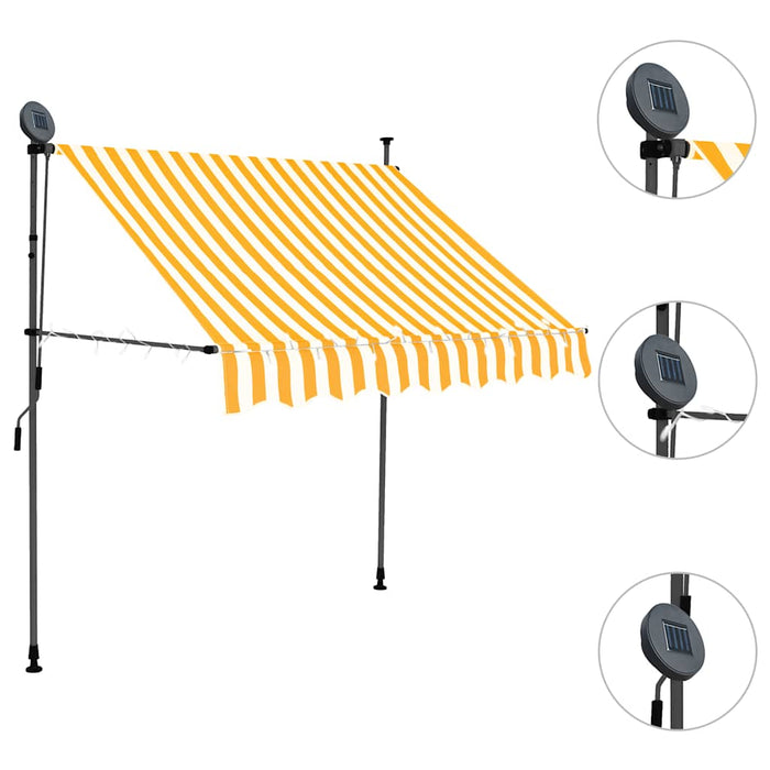 Copertină retractabilă manual cu LED, alb & portocaliu, 150 cm - WALTI WALTI