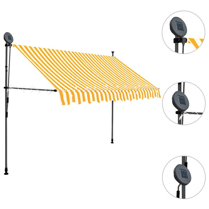 Copertină retractabilă manual cu LED, alb & portocaliu, 300 cm - WALTI WALTI