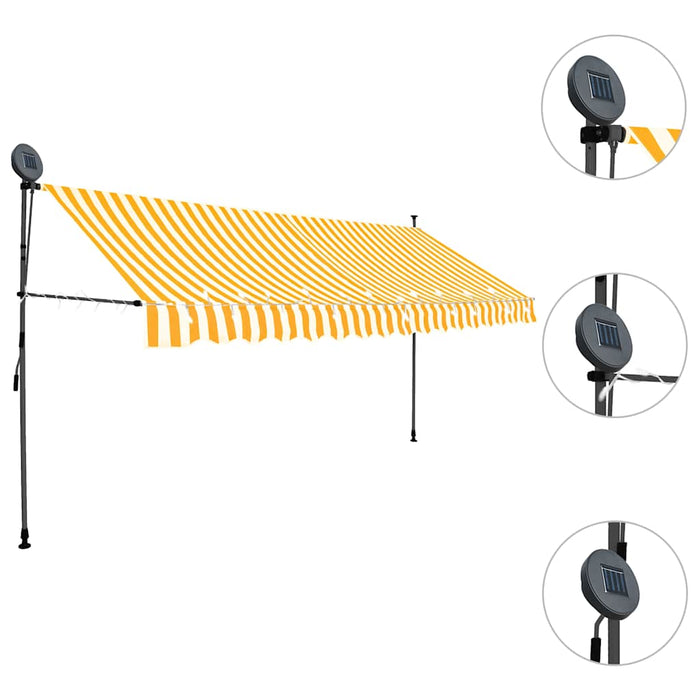 Copertină retractabilă manual cu LED, alb & portocaliu, 400 cm - WALTI WALTI