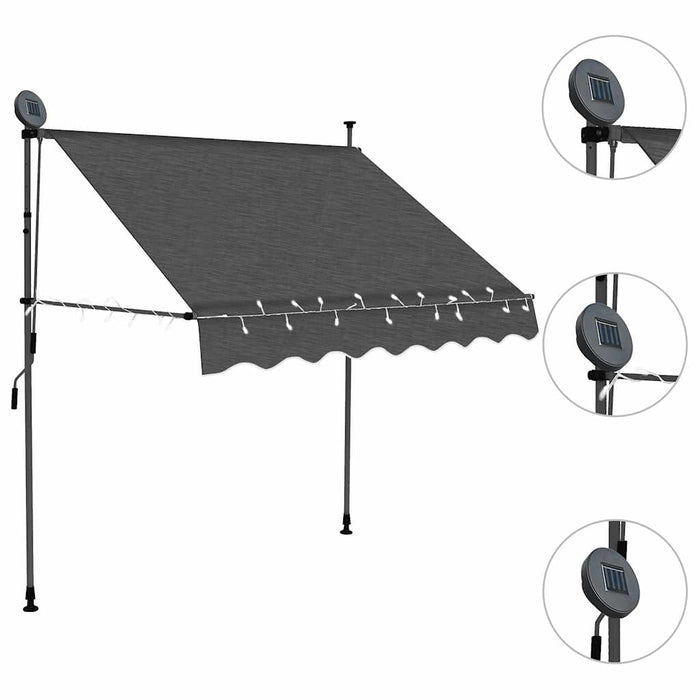 Copertină retractabilă manual cu LED, antracit, 100 cm - WALTI WALTI