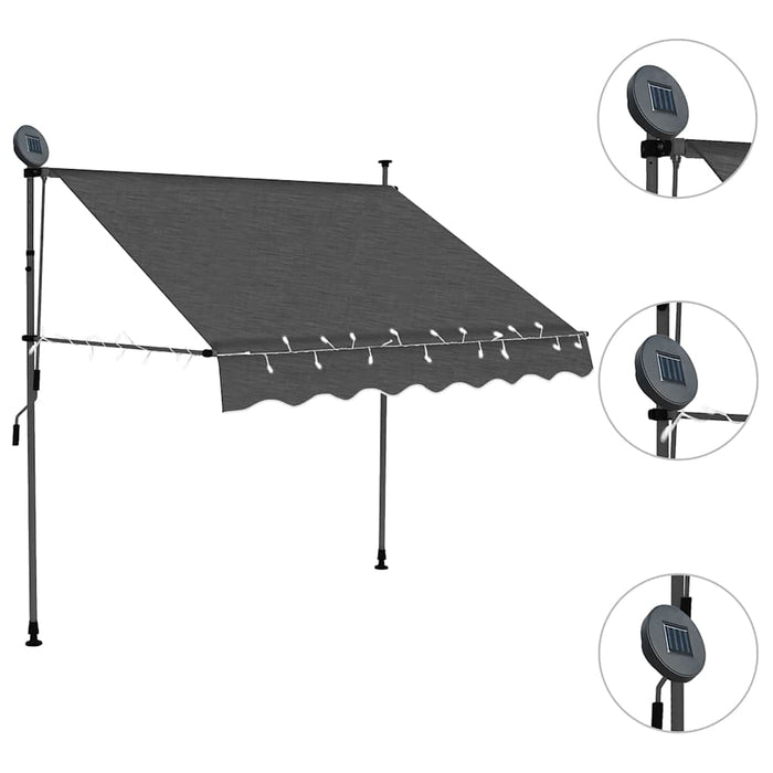 Copertină retractabilă manual cu LED, antracit, 150 cm - WALTI WALTI