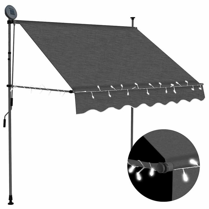 Copertină retractabilă manual cu LED, antracit, 200 cm - WALTI WALTI