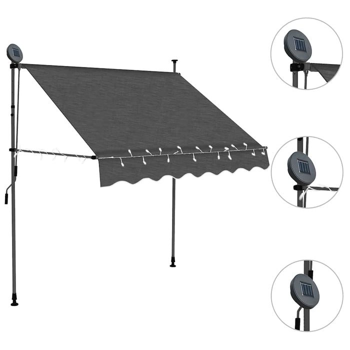 Copertină retractabilă manual cu LED, antracit, 200 cm - WALTI WALTI