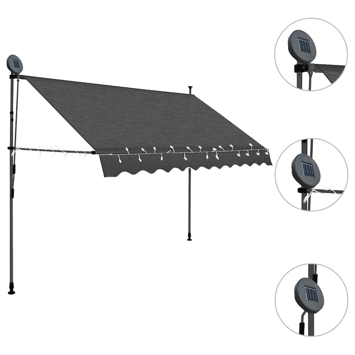 Copertină retractabilă manual cu LED, antracit, 250 cm - WALTI WALTI