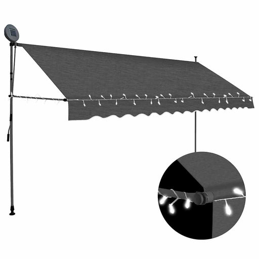 Copertină retractabilă manual cu LED, antracit, 350 cm - WALTI WALTI