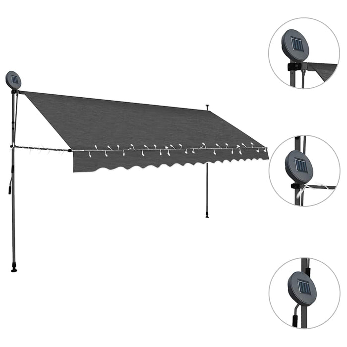 Copertină retractabilă manual cu LED, antracit, 350 cm - WALTI WALTI