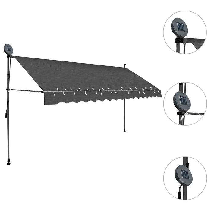 Copertină retractabilă manual cu LED, antracit, 400 cm - WALTI WALTI