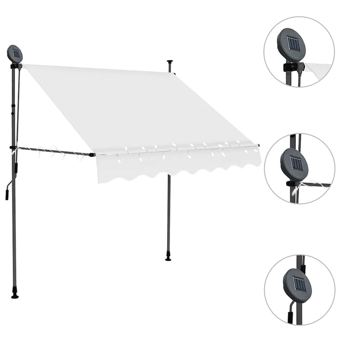 Copertină retractabilă manual cu LED, crem, 100 cm - WALTI WALTI