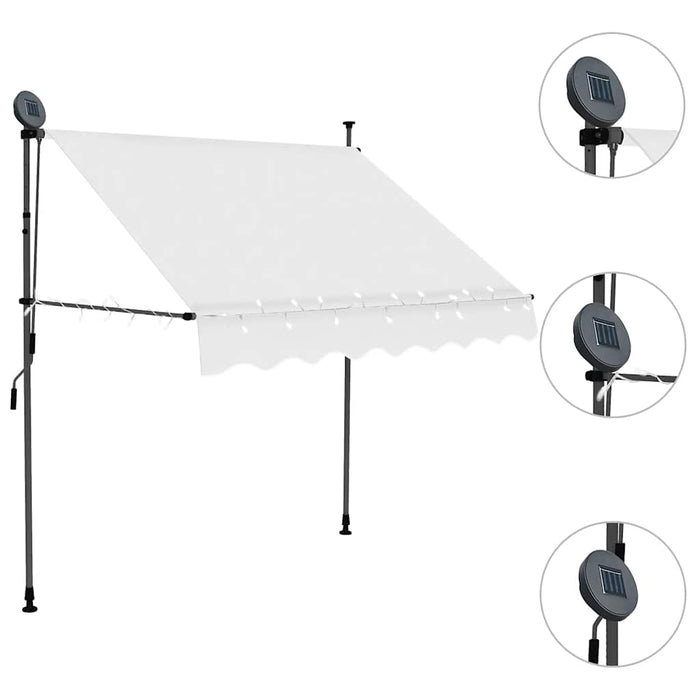 Copertină retractabilă manual cu LED, crem, 200 cm - WALTI WALTI