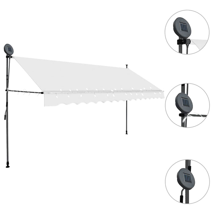 Copertină retractabilă manual cu LED, crem, 350 cm - WALTI WALTI