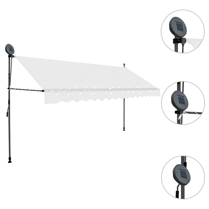 Copertină retractabilă manual cu LED, crem, 400 cm - WALTI WALTI