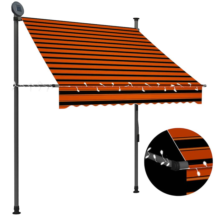 Copertină retractabilă manual cu LED, portocaliu & maro, 150 cm - WALTI WALTI