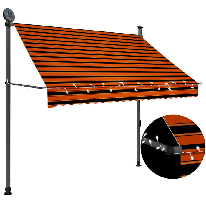 Copertină retractabilă manual cu LED, portocaliu & maro, 200 cm - WALTI WALTI