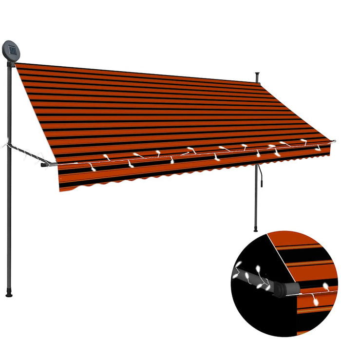 Copertină retractabilă manual cu LED, portocaliu & maro, 300 cm - WALTI WALTI