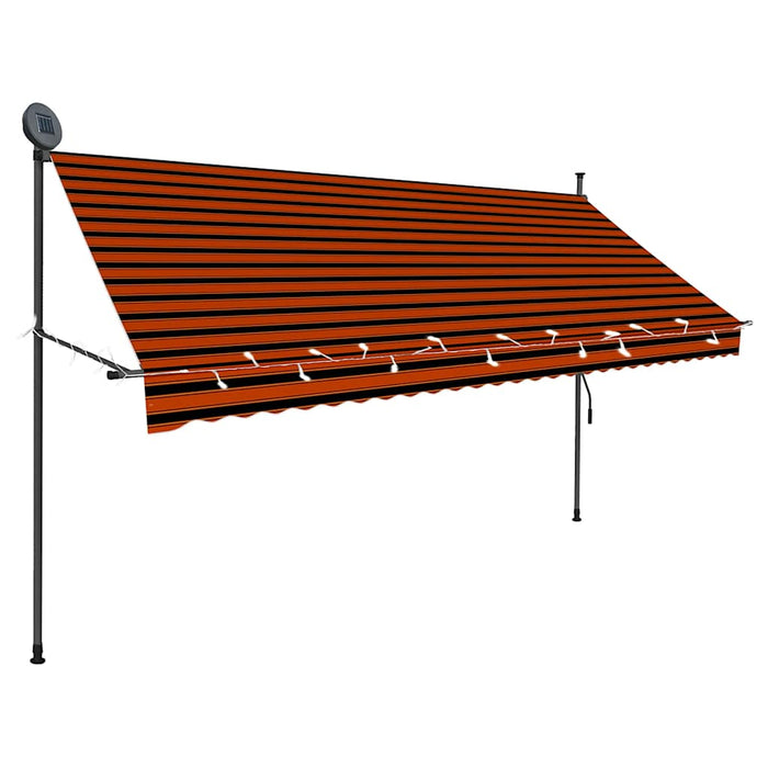 Copertină retractabilă manual cu LED, portocaliu & maro, 300 cm - WALTI WALTI