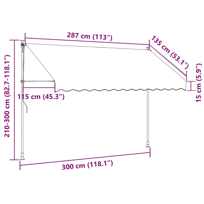 Copertină retractabilă manual cu LED, portocaliu & maro, 300 cm - WALTI WALTI