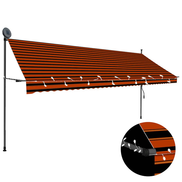 Copertină retractabilă manual cu LED, portocaliu & maro, 400 cm - WALTI WALTI