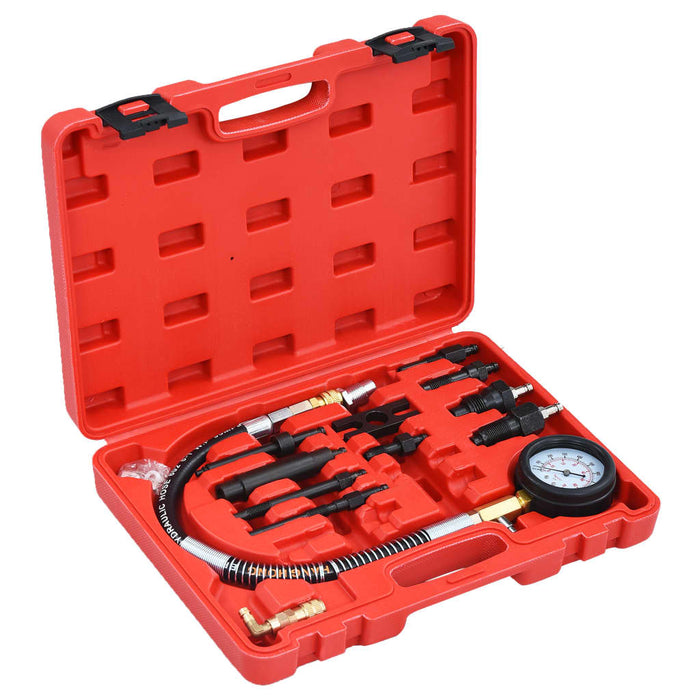 Set tester compresie motor Diesel cu manometru,12 piese - WALTI WALTI