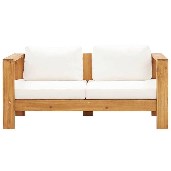 Canapea de grădină cu pernă, alb crem, 140 cm, lemn de acacia WALTI