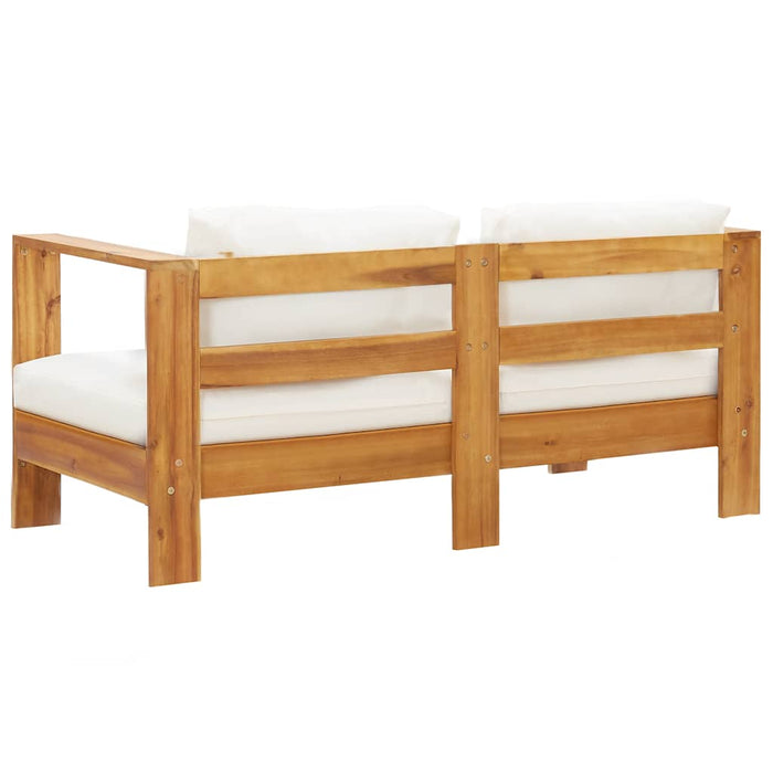 Canapea de grădină cu pernă, alb crem, 140 cm, lemn de acacia WALTI