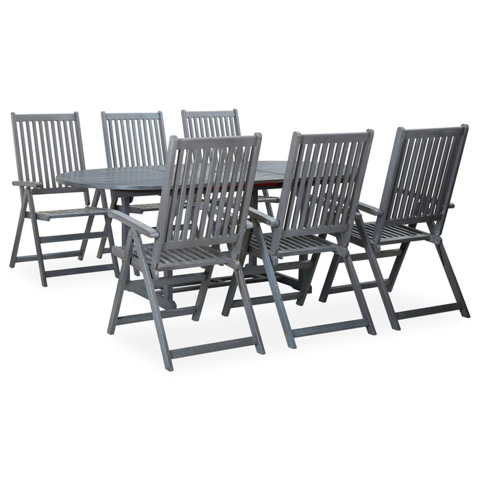Set mobilier de exterior, 7 piese, gri, lemn masiv de acacia WALTI