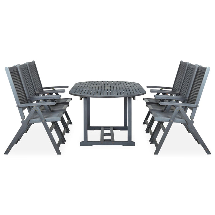 Set mobilier de exterior, 7 piese, gri, lemn masiv de acacia WALTI