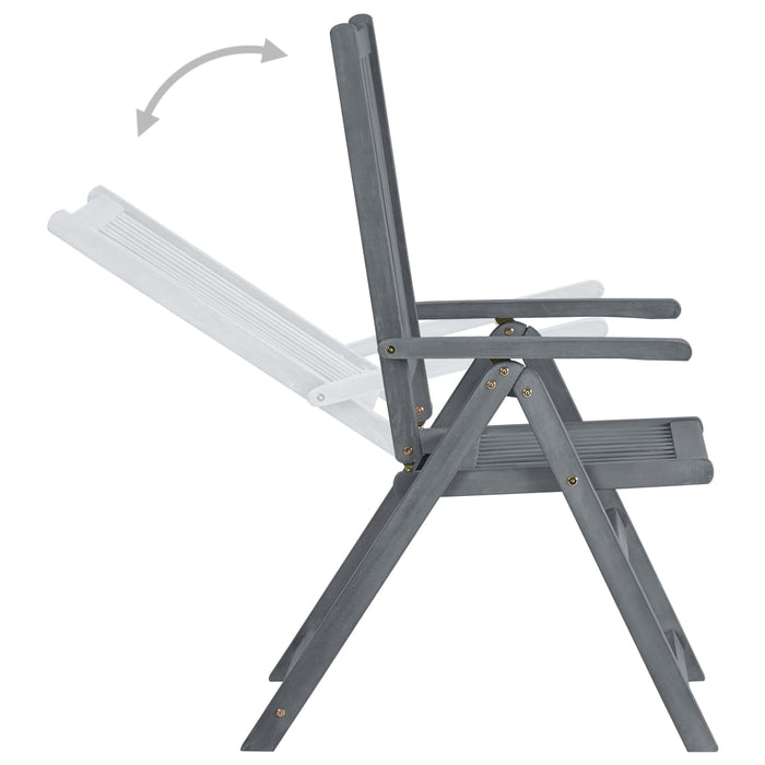 Set mobilier de exterior, 7 piese, gri, lemn masiv de acacia WALTI
