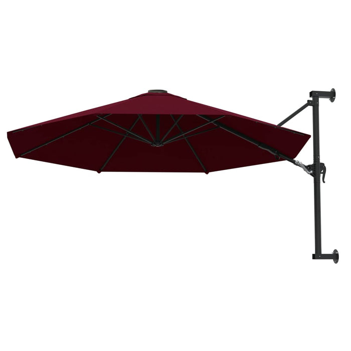 Umbrelă de soare de perete, stâlp metalic, roșu vișiniu, 300cm - WALTI WALTI