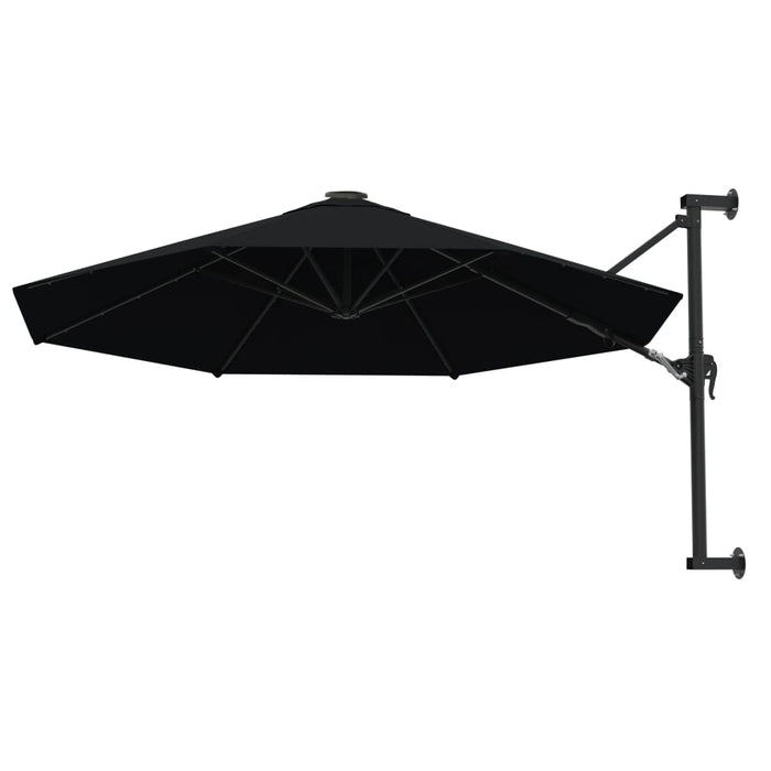 Umbrelă de soare de perete cu stâlp metalic, negru, 300 cm - WALTI WALTI