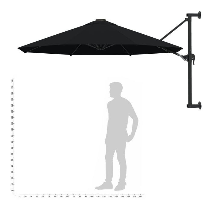 Umbrelă de soare de perete cu stâlp metalic, negru, 300 cm - WALTI WALTI