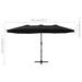 Umbrelă de soare exterior cu stâlp aluminiu, negru, 460x270 cm - WALTI WALTI