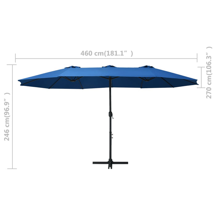 Umbrelă soare exterior cu stâlp aluminiu, albastru, 460x270 cm - WALTI WALTI