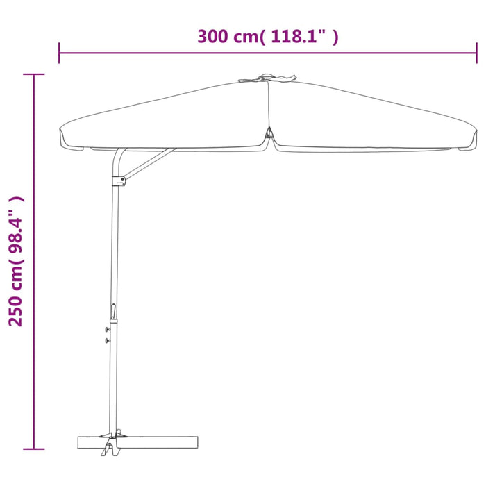 Umbrelă soare de exterior, stâlp din oțel, antracit, 300x250 cm - WALTI WALTI