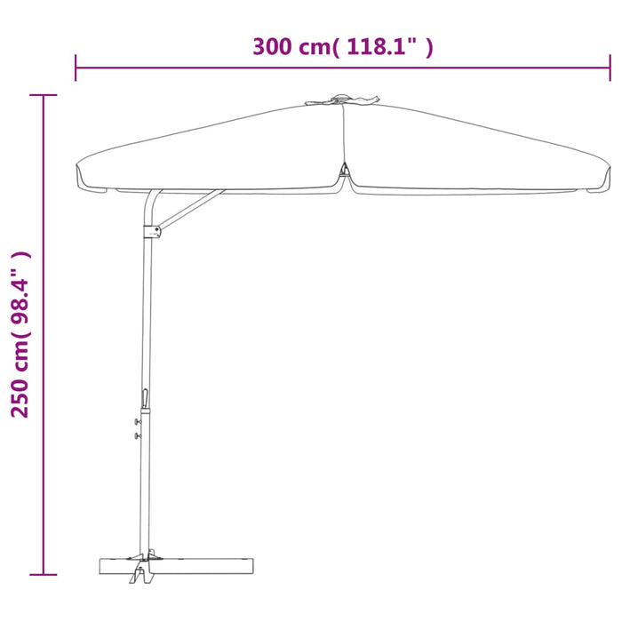 Umbrelă de soare de exterior, stâlp din oțel, gri taupe, 300 cm - WALTI WALTI